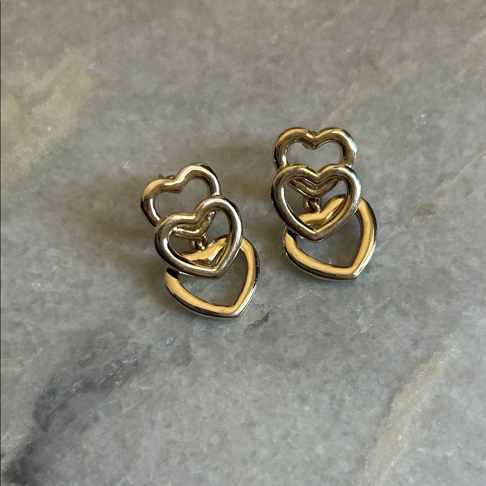 Elegant Gold and Silver Heart Earrings